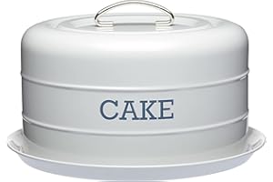 KitchenCraft Living Nostalgia LNCTGRY Airtight Cake Storage Tin / Cake Dome, 28.5 x 18 cm - French Grey