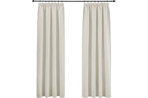 PONY DANCE Zasłony termoizolacyjne, do salonu, z taśmą marszczącą, 2 sztuki w zestawie, 245 x 140 cm (wys. x szer.), zaciemniające, do systemu szynowego, termiczne, z taśmą marszczącą, jasnobeżowe