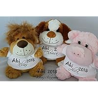 ABI 2018 Kuscheltier LÖWE HUND ODER SCHWEINCHEN mit persönlichen Aufdruck Wunsch Namen personalisiertes Geschenk zum Abitur