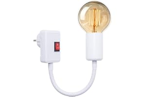 WPQIUZS Portalampada E27 con Interruttore, Lampada a Braccio con Spina, Convertitore Presa Portalampada Flessibile, Portalampada Spina Basi E27 Flessibile, Adattatore Lampada da Parete con Spina per Cucina