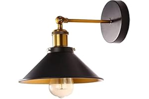 LEDSone Metal Black Wall Sconce Antique Gold Inner Cone Shape Industrial Wall Light E27 Bulb Base Light Fixtures Indoor for Bar Restaurants Living Room Bedroom Bathroom Hallway Balcony Stairs.