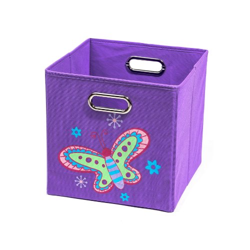 Modern Littles Folding Storage Bin (Nuby Purple Butterfly)