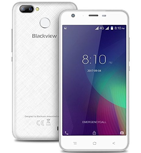 Blackview A7 PRO - 5.0 Zoll IPS Bildschirm 4G Android 7.0 Smartphone Triple Kameras (5MP + 0.3MP + 8MP), 1.3GHz Quad Core 2GB RAM 16GB, Dual SIM Bluetooth Fingerabdruck 2800mAh Akku - WeiÃŸ