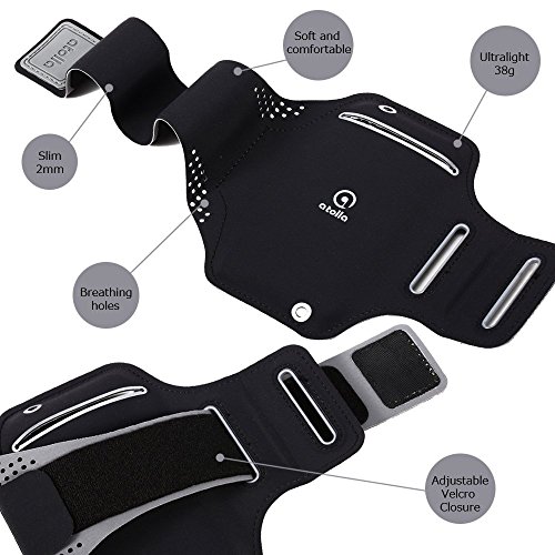 Atolla Sportarmband Hülle Laufarmband mit Kopfhörer Halter für iPhone 6 (4,7″) 6s mit veränderbarer Länge für Samsung Galaxy S4 S5 S6 und Smartphone unter 5.1″ für Fitness Übung Laufen Wandern Rad Fahren YOGA - 4