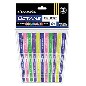 Classmate Octane Gide- Blue Gel Pens (pack Of 11) Smooth Writing Pens Attractive Body Colours For Boys & Girls Preferred By Students For Exam & Class Notes Study At Home Essentials