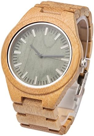 Bamboo Wooden Watches Men's Analog Quartz Movement Wrist Watches Gift watch gift for men（bamboo）