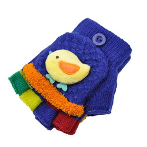 Moolecole Cute Winter Gloves Baby Boys Girls Gloves Toddler Children Kids Gloves Knitted Mitten Magic Gloves Chick Dark Blue