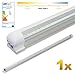 Produktbild LEDVero 1x SMD LED Röhre 120 cm inkl. Fassung in neutralweiss- Leuchtstoffröhre T8 G13 Tube transparente Abdeckung - Lichtleiste mit 18 W, 1800lm- montagefertig