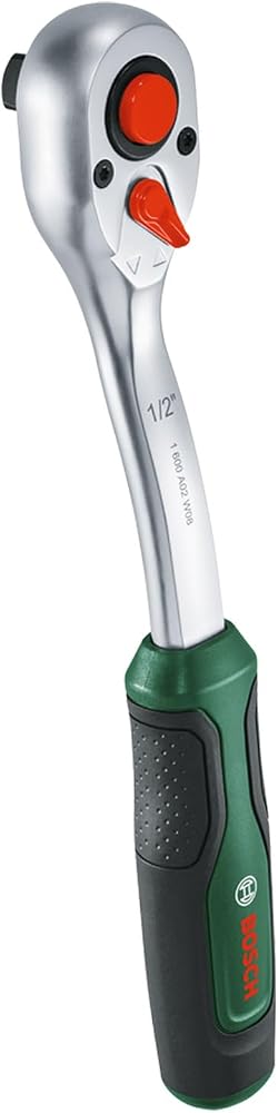 Bosch 1/2 inç cırcır (çeşitli ev işleri için güçlü cırcır; 768 Nm'ye kadar yüksek tork; kilitleme düğmesi; sezgisel yön değişimi; kavisli boyunlu; ergonomik yumuşak sap)