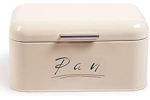 Madera Nieve Panera de metal resistente | Cubierta abatible de fácil apertura | Ideal para almacenar pan y mantenerlo fresco por más tiempo | Diseño retro para cocina (Beige-tapa de Metal)