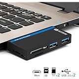 Eletrand USB (USB 3.0 + Micro USB) Hub Verteiler Adapter High Speed 5GB/s 3-Slot SD/Micro SD/TF Card Reader Kartenleser Combo für Windows XP/Vista/7/8/10, Mac OS, Linux, usw