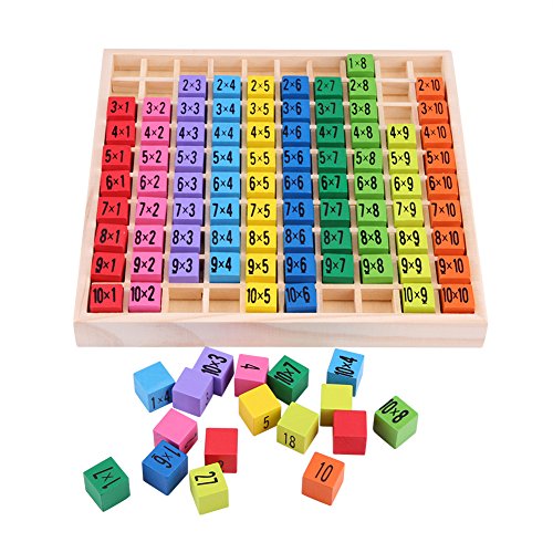 Zerodis Matemáticas Educativos Juguetes de Madera, Niños Matemáticas Aprendizaje Temprano Puzzle Toy 10x10 Tabla de Multiplicación para Preescolares Kindergarten Niños