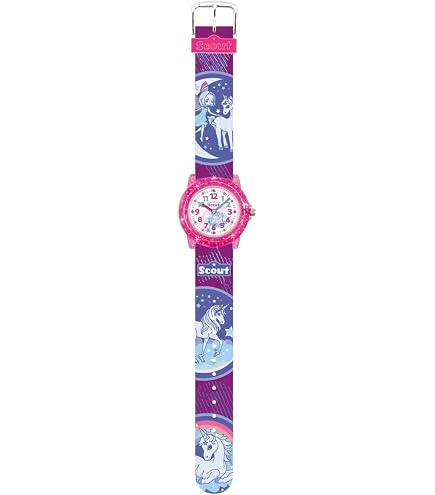 SCOUT Mädchen-Wecker Mit Pferdemotiv, Analog, Rosa - Mit Schlummertaste & Beleuchtung