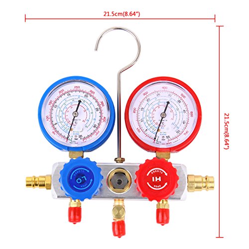 Ridgeyard Monteurhilfe Klimaanlage R134a R22 R404a R410a mit Schlauchset Schnellkupplung - 5