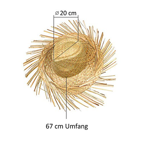 S/O Strohhut Hawaii mit Fransen Bast Hut Stroh Hüte Hawaii Party - 4