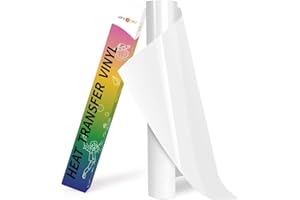 HTVRONT Heat Transfer Vinyl - 12In x 8ft(30.5 x 244 CM) White HTV Vinyl Roll,White Iron on Vinyl for Cricut & Cameo - Easy to Cut & Weed for Heat Vinyl Design