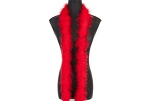 WANRUIDA Boa de plumas Rot de marabú esponjoso de 20g，aprox. 180 cm, para manualidades, bodas, fiestas, decoración de árboles de Navidad，carnaval, fiesta temática