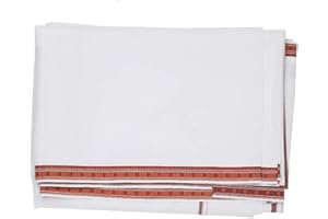 ADITRI CREATIONS Dhoti Baumwolle Dhoti's volle Länge Herren Ethno Wear Weiß Einteiler Indian Traditional Dhoti mit Großer Bordüre Geschenkidee Ideen