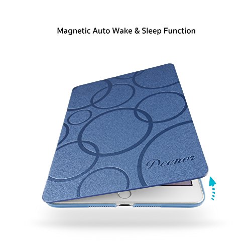 iPad Mini 4 Hülle, Deenor Colour Series Premium PU Leder Ultra Slim Light Weight Auto aufwachen / Schlaf Funktion Schutzhülle Hülle für Apple iPad Mini 4, Free: Screen Protector + Stylus Pen + Cleaning Cloth. (Dark blue circles) - 5