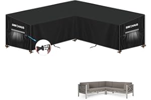 SIMPHAUS Patio Sofa Cover Garden V-Shape Furniture Covers Outdoor Covers for Garden Sofa Waterproof Windproof Outdoor Corner Cover Anti-UV 420D Oxford Fabric 235x235x90x80/60cm