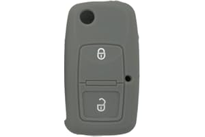 BROVACS Silicone Cover Protector Case Holder Skin Jacket Compatible with VOLKSWAGEN Passat Golf Bora Touran Polo 2 Button Flip Remote Key Fob CV9805 Grey