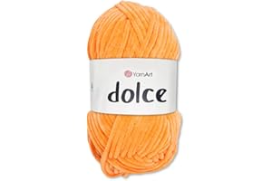 Frida's Wollhaus YarnArt Dolce Gomitolo di filato chenille per tricot, uncinetto e amigurumi, 100 g, 64 colori, 852 - arancione