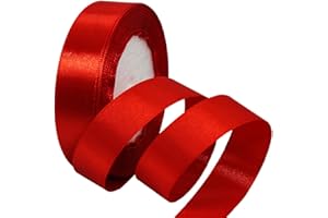 HONGCI 22m Nastro Rosso 25mm,Nastro Raso Nastrino Bordeaux Nastri Regalo Nastro Satin,Fiocco Nastro per Pacchi Regalo,Artigianato,Bomboniere,Bouquet,Natale,Feste di Compleanno Matrimoni Decorazioni