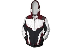 OLIPHEE Mens 3D Hoodie Cosplay Cosume Avenger's Endgame Hoodie Super Hero Pullover Advanced Tech Uniform Quantum Realm Zipper Sweatshirt
