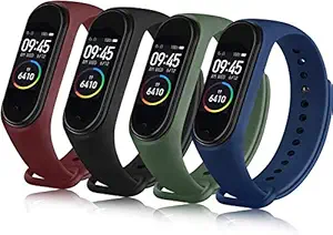 Ainsley Band Silicone Strap Compatible for Mi Band 3 / Mi Band 4 (Combo Pack of 4) (mi-Wine-Black-Army-Navy)