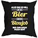 Produktbild Cooles Porno Kissen mit auffälligem Motiv, Sex-Spruch: BIER UND BLOWJOB...von Goodman Design