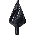 Mengshen HSS Step Drill Bit Set 10-45mm Spiral Flute, Triangle Shank High Speed Steel Large Bit Nitride Pagoda Step Drill for Carbon Steel, Sheet Iron, Insulation Boards, PVC Boards,Planks, Black