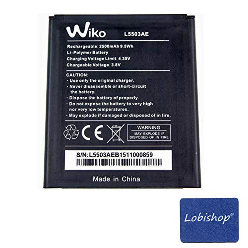 Lobishop Original Batterie Wiko L5503AE - 2500 mAh 9,5Wh Li-Polymer pour Wiko Rainbow 4G + Screen Cleaner