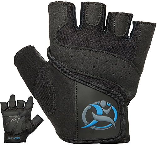 Weight Lifting Gloves by sportsmob – Amara Leather and Gel Padded Palms for Grip and Cushioning – Breathable Mesh to Cool the Hands (Medium)