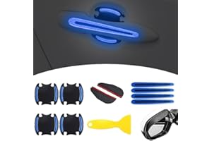 PACUM Protectores para Manija de Coche 11 Piezas Fundas Protectoras para el Coche Reflectantes Película Protección De Universal Antiarañazos Taza La Manija Evitar Arañazos Película de Protección(Azul)