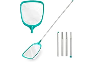 KAHEIGN Siatka do czyszczenia basenu, 160 cm, z drążkiem, siatka do czyszczenia liści basenu, z 4 aluminiowymi drążkami, do czyszczenia basenu, ogrodu, stawu, fontanny, SPA, akwarium (zielona)