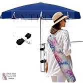 200 cm Geniş Plaj Şemsiyesi G&ouml;lgelik G&uuml;neşten Koruma&ndash; Taşıma Kılıfı ve Cırt Cırt Hediyeli - Polyester Kumaş &ndash; Balkon, Teras, 