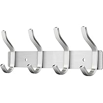 Appendiabiti Da Parete In Legno Noce Massello - 3 Ganci Moderni Per Ingresso, Camera E Bagno