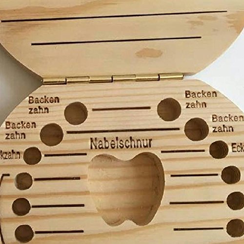 CAOLATOR Baby Zahnkiste Zahnkästchen Veranstalter für Baby Milch Zähne Holz Souvenir Aufbewahrungsbox (Mädchen) - 7
