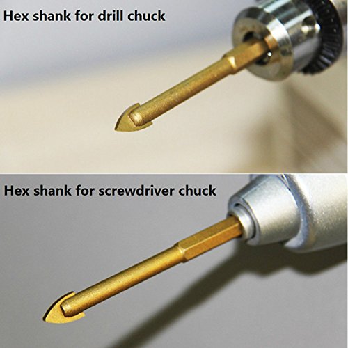 6pcs Carbide Glass Drill Fliesen- und Glasbohrer 4mm 5mm 6mm 8mm 10mm 12mm - 6