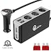 Produktbild Qidoe Auto Ladegerät USB KFZ Zigarettenanzünder Verteiler Adapter 3 Fach Steckdose Splitter 12V/24V DC 120W 4 USB Anschlüsse mit LED Voltmeter Schalter für iPhone iPad Android Samsung GPS Dash Cam