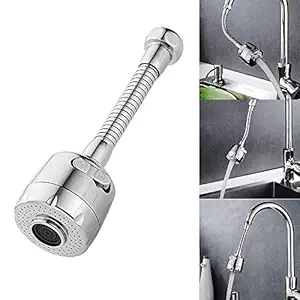 WIVZI Stainless Steel 360 Degree Flexible Rotating 2 Modes Water Saving Faucet, Silver, Painted Finish