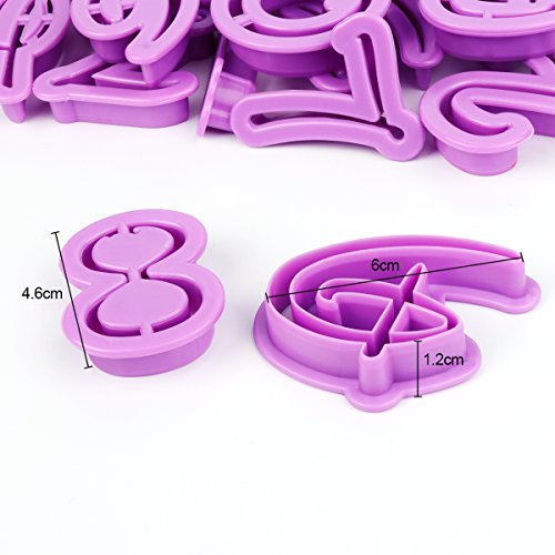 ilauke Fondant Modellierwerkzeug Alphabet Zahlen Buchstaben Ausstecher Stempel Ausstechformen Backen Kuchen lustig Tortendeko für Party Geburtstag Feier 36 teilig - 4