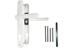 FixRello White uPVC Door Handles Set Lever/Lever White | 92pz - 210mm Screw to Screw | Back Plate 240mm | uPVC Door Handle | Screws and Spindles Included | White Door Handles for DIY and Home