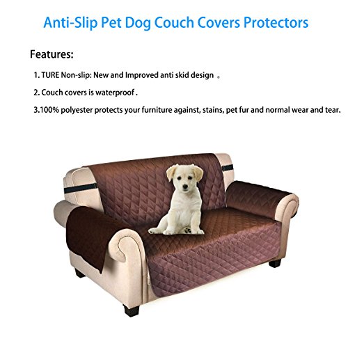 Puppymate Sofaschoner Sofabezug 3 Sitzer Wasserdicht Anti-Rutsch Schwarz/Grau/Koffee (Koffee) - 5