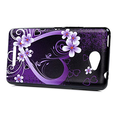 Funda bq Aquaris U U Lite Silicona Gel TPU Ultra Delgado - Mavis s Diary Cover Shock-Absorci  n y Anti-Ara  azos Carcasa Case Bumper Parachoques Choque Absorci  n - Flor de color p  rpura y amor