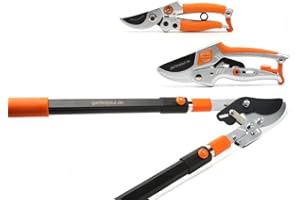 Gartenpaul 3er Astscheren Set: Teleskop Ratschen Astschere Bypass + Hybrid Amboss Ratschengartenschere 2.0 + Bypass Gartenschere Damengartenschere 'Lady'