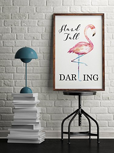 Stand Tall, Darling Flamingo Inspirational Motivational Quote Pink Watercolour Flamingo Wall Art Print