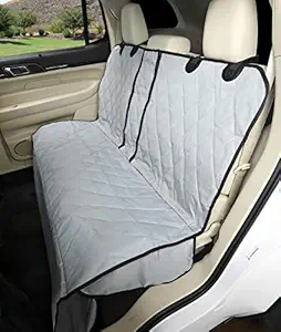 4Knines Dog Seat Cover with Hammock for Fold Down Rear Bench Seat 60/40 Split and Middle Seat Belt Capable - Heavy Duty - Grey Extra Large - for Full Size Trucks and Large SUVs - USA Based Company