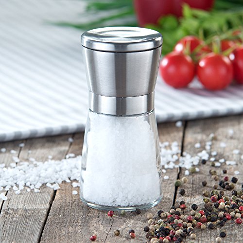 PEARL Manuelle Gewürzmühle mit Keramik-Mahlwerk, Glas und Edelstahl, 2er-Set - 4