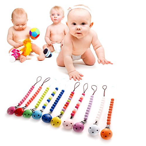 Chinatera 1 Piece Baby Girls Boys Pacifier Soother Dummy Nipple Leash Strap Wood Chain Clip Holder Random